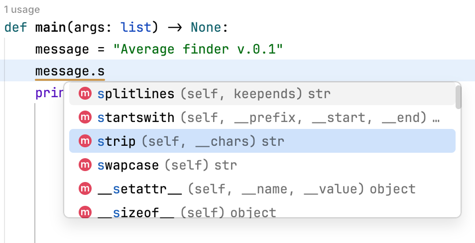 Code completion popup Code completion popup