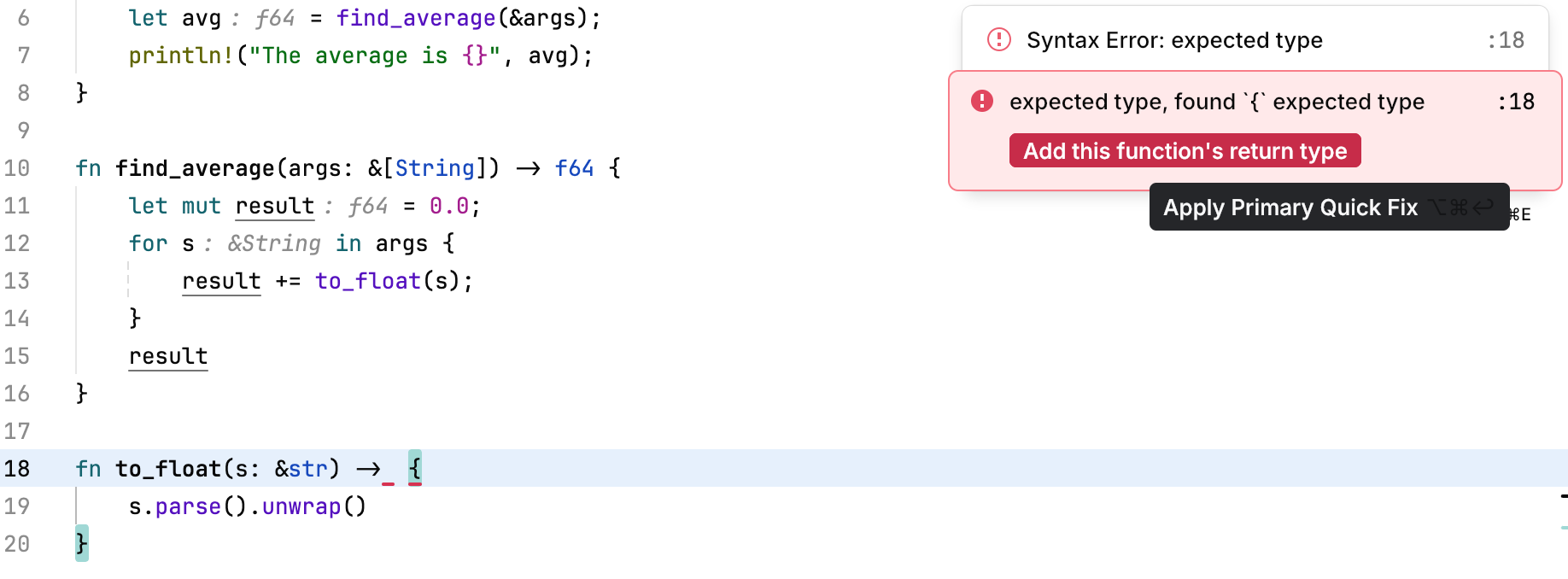 Apply the main quick-fix