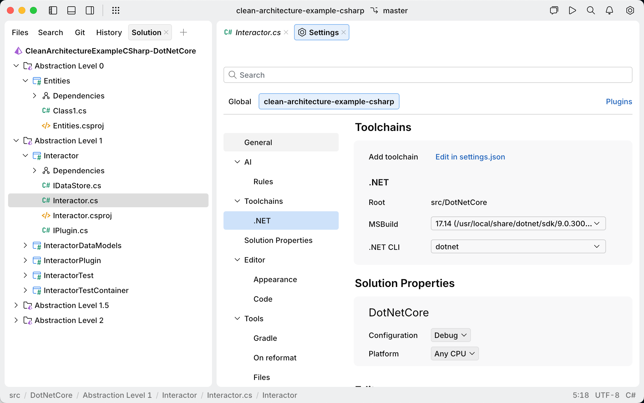 MSBuild version is configurable in JetBrains Fleet settings