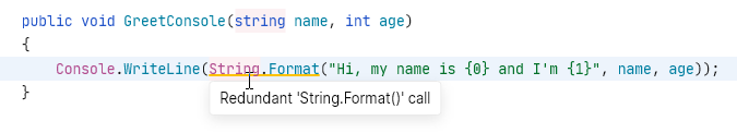 Redundant call to string formatting method Redundant call to string formatting method