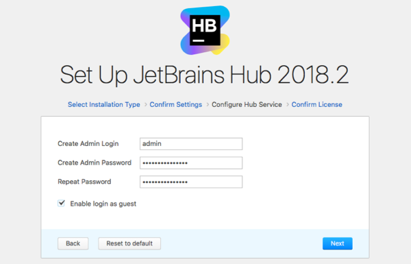 hub install admin pwd
