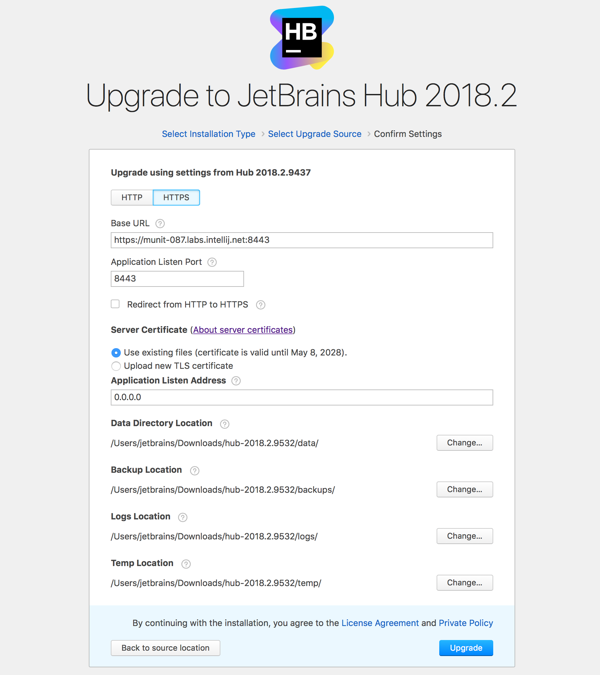 zip upgrade https existing confirm