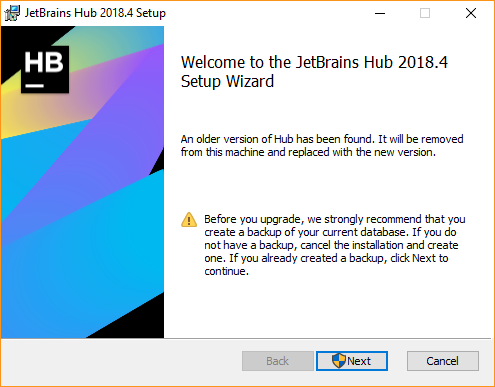 Upgrade with MSI: Setup wizard starts