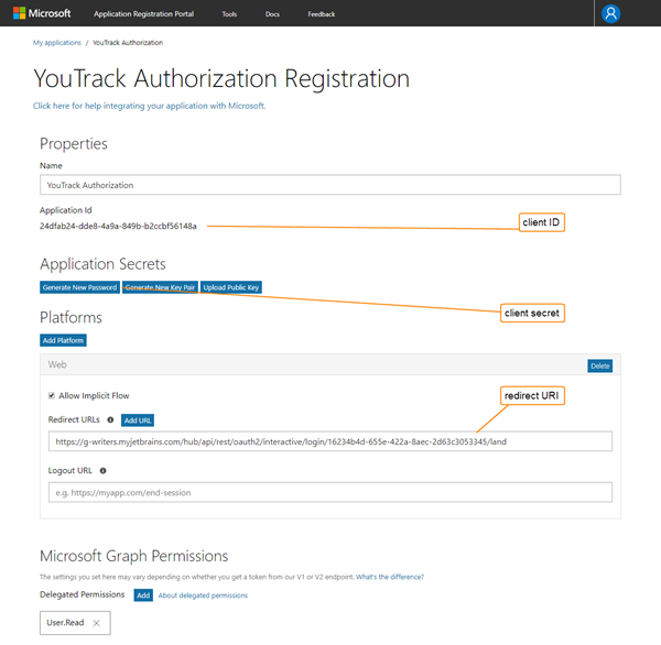 Application registration portal