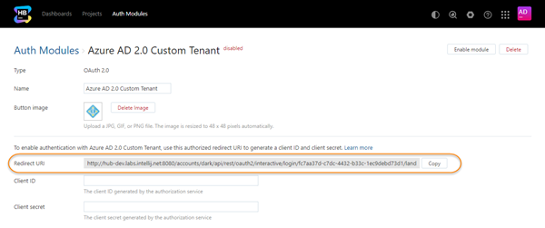 Azure auth custom tenant redirect uri