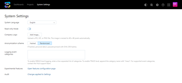 Hub system settings