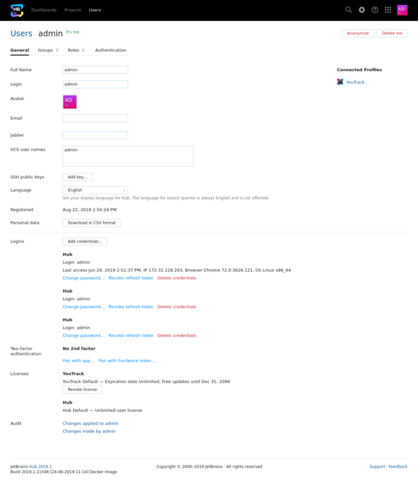 general settings of a user profile