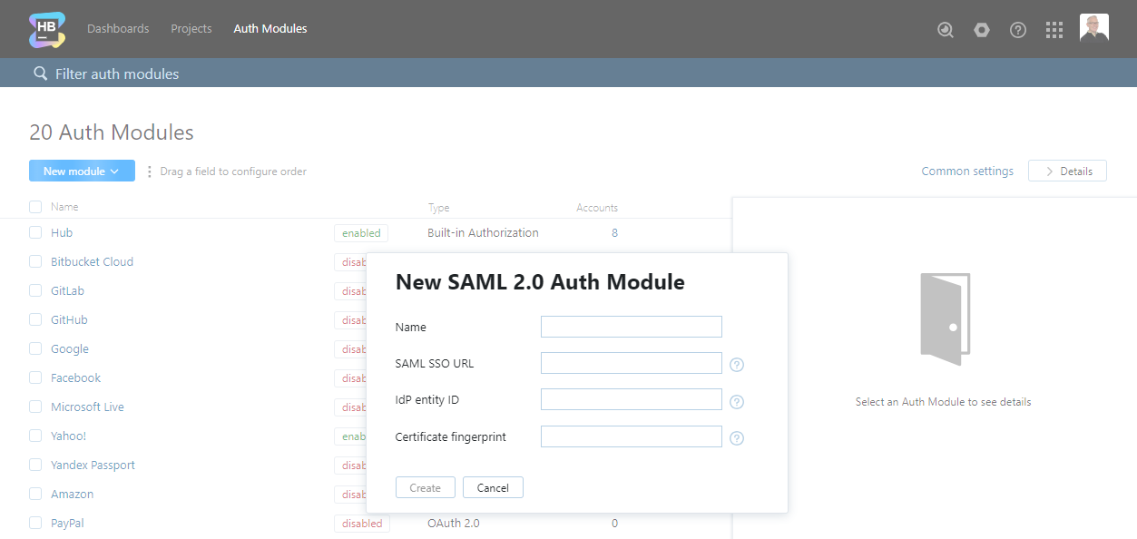 new SAML auth module