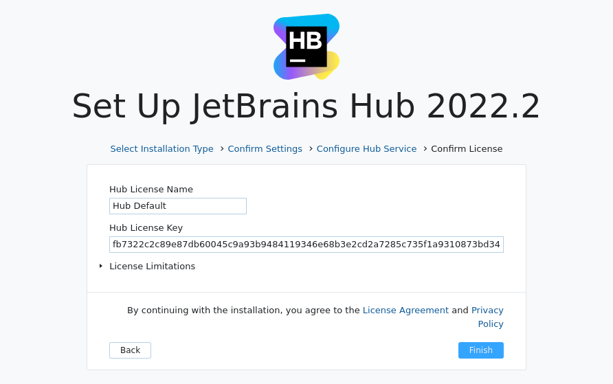Hub install license