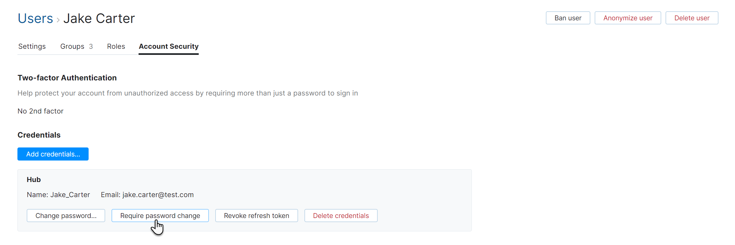 User require password change