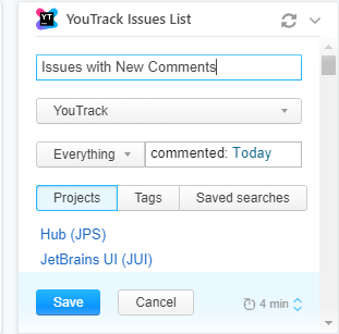 Youtrack issues list widget configuration