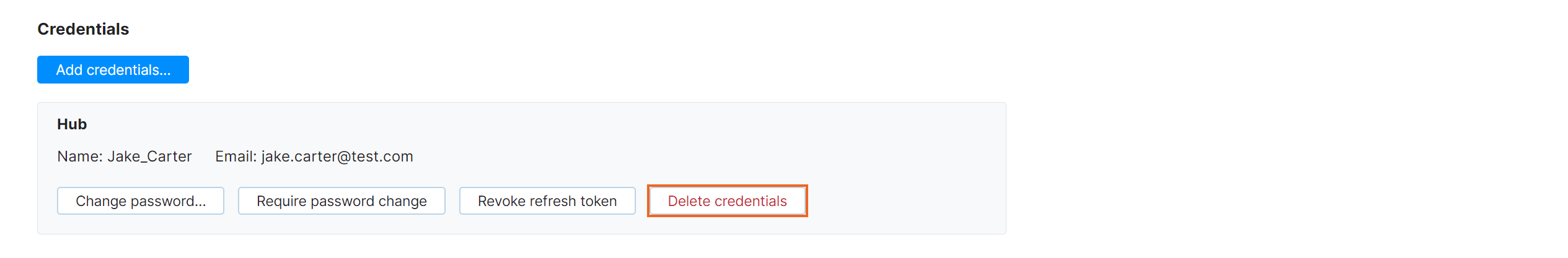 Delete credentials in profile