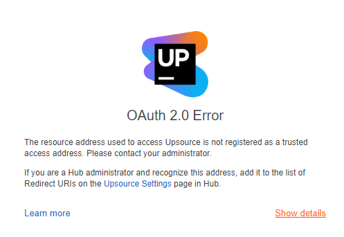 OAuth 2 error for untrusted redirect URIs.
