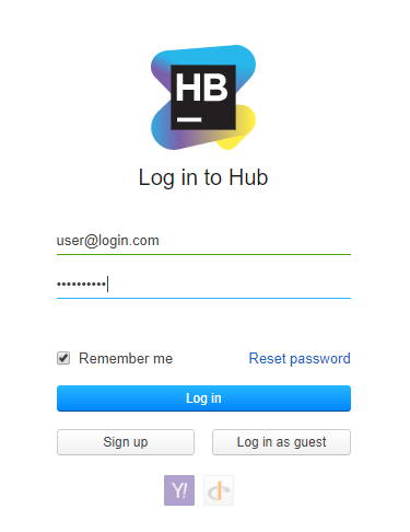 Hub login form