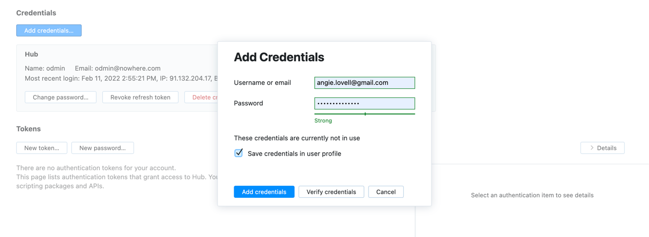 Add credentials match Add credentials match