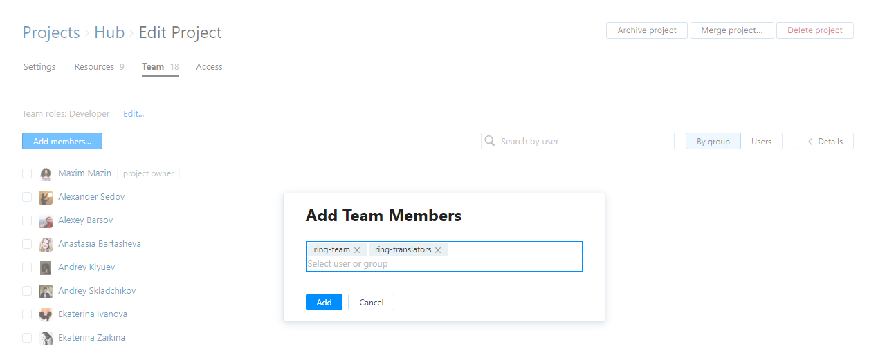 Add team groups Add team groups