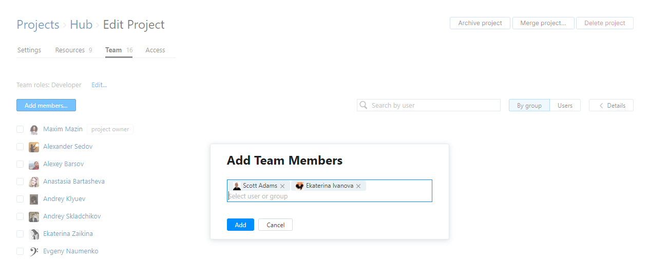 Add team members Add team members