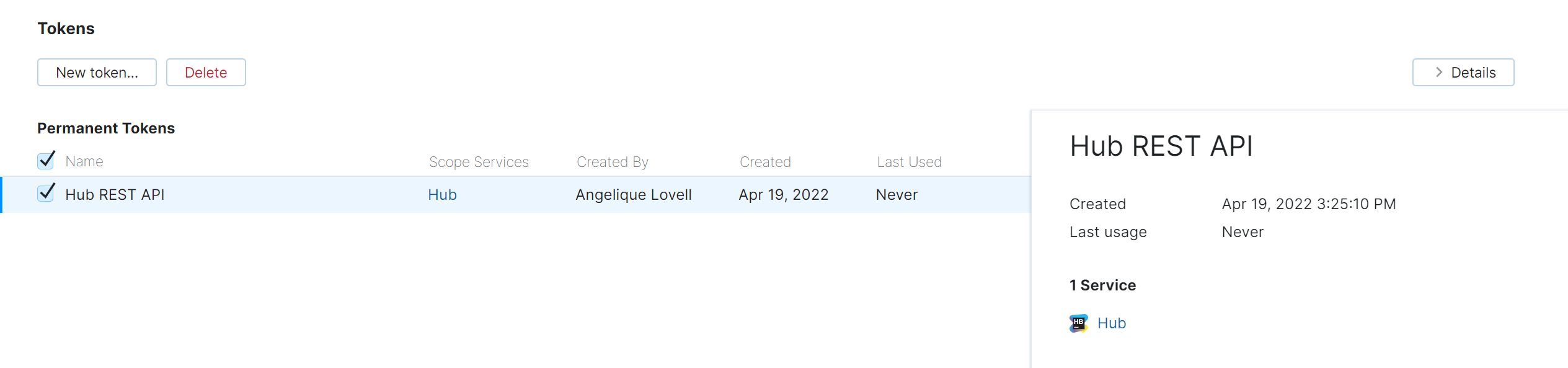 Permanent token list Permanent token list