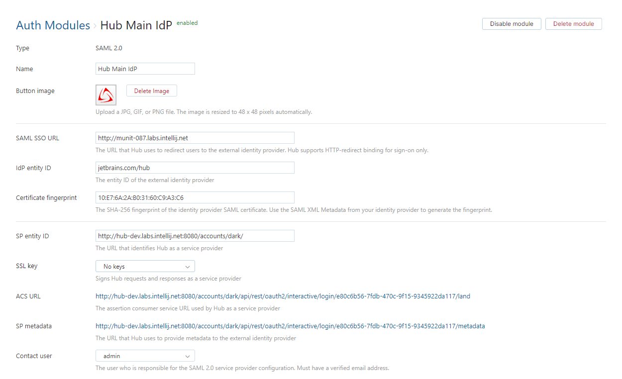 Creation of a Hub to Hub SAML module. Creation of a Hub to Hub SAML module.