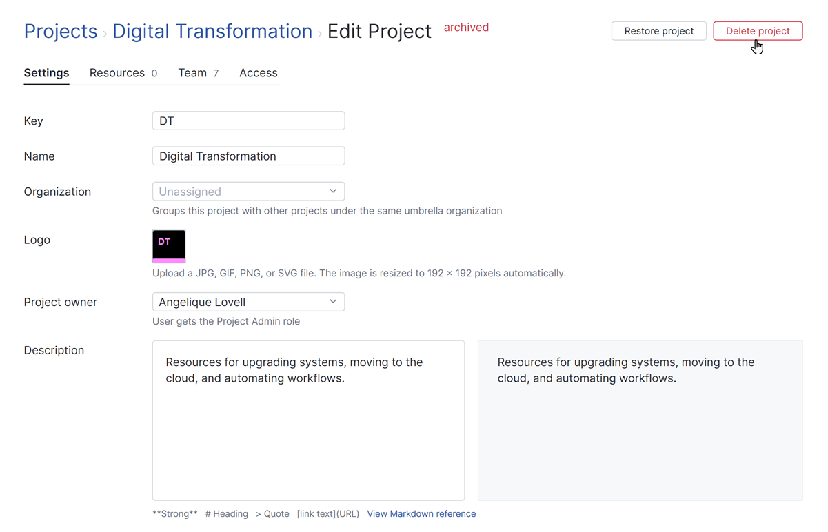 Delete hub project Delete hub project