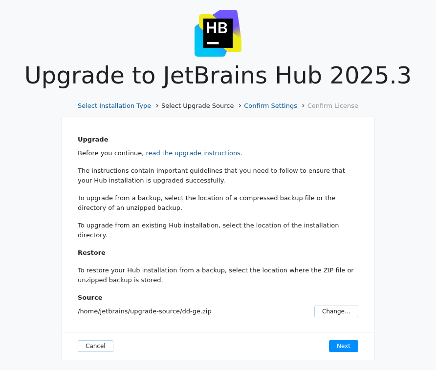 Docker upgrade select source selected Docker upgrade select source selected