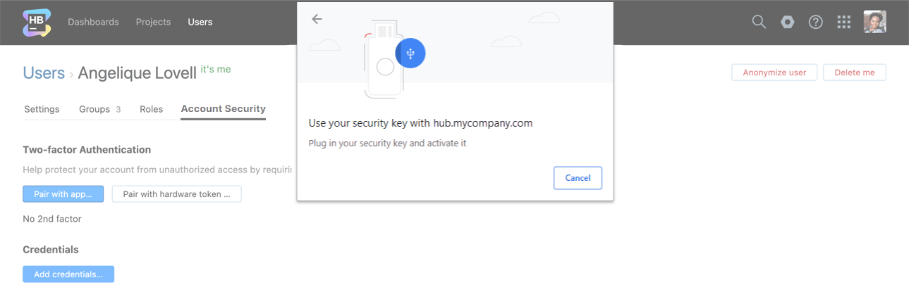 New permanent token dialog. New permanent token dialog.