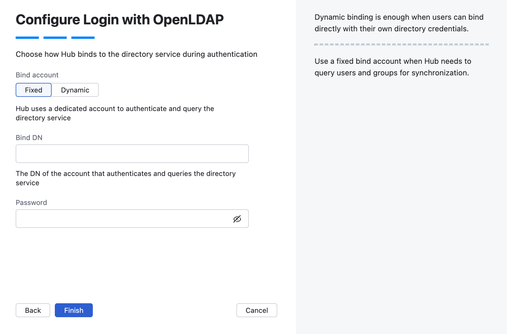 Wizard step for fixed LDAP binding.