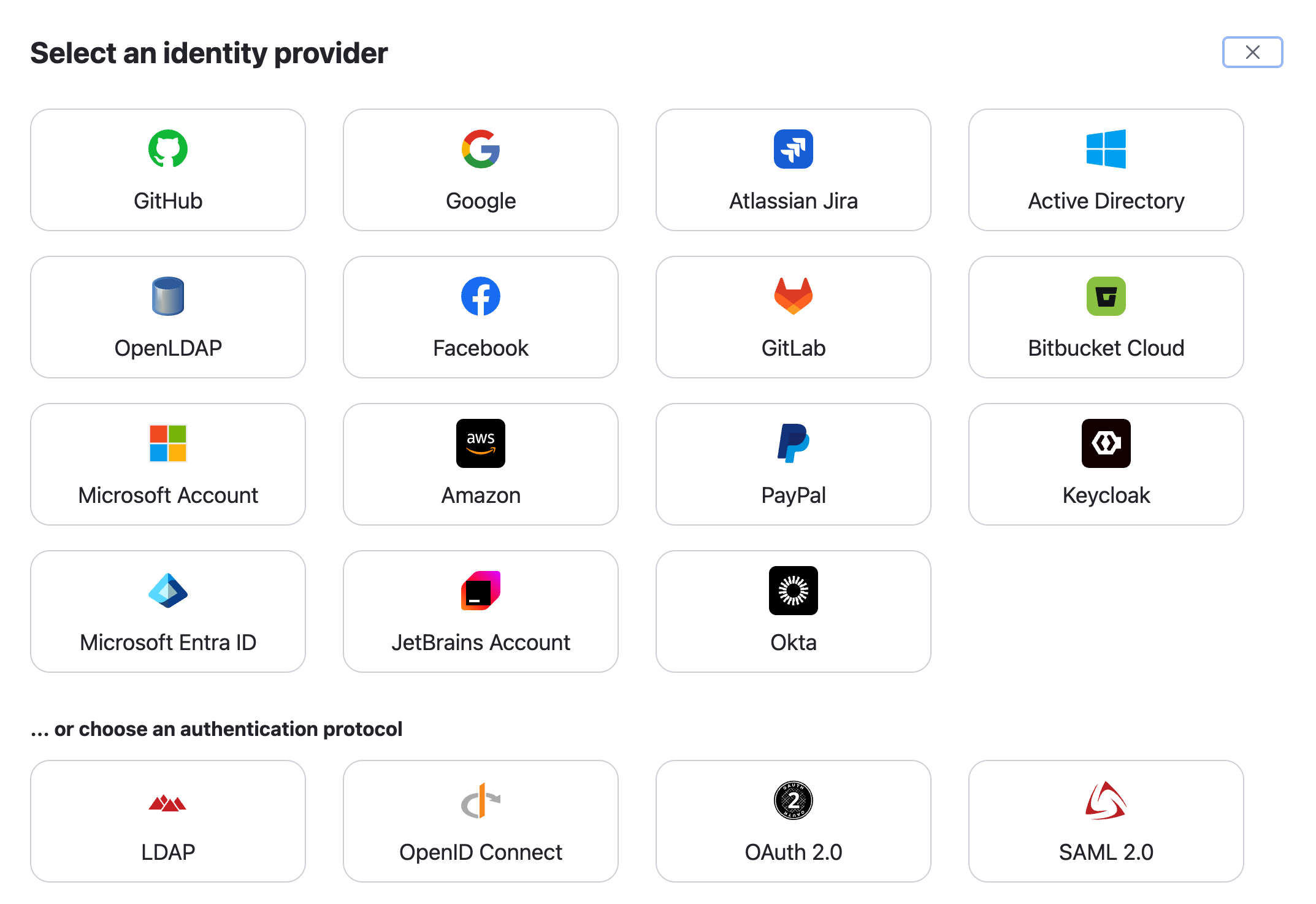 Select an identity provider Select an identity provider