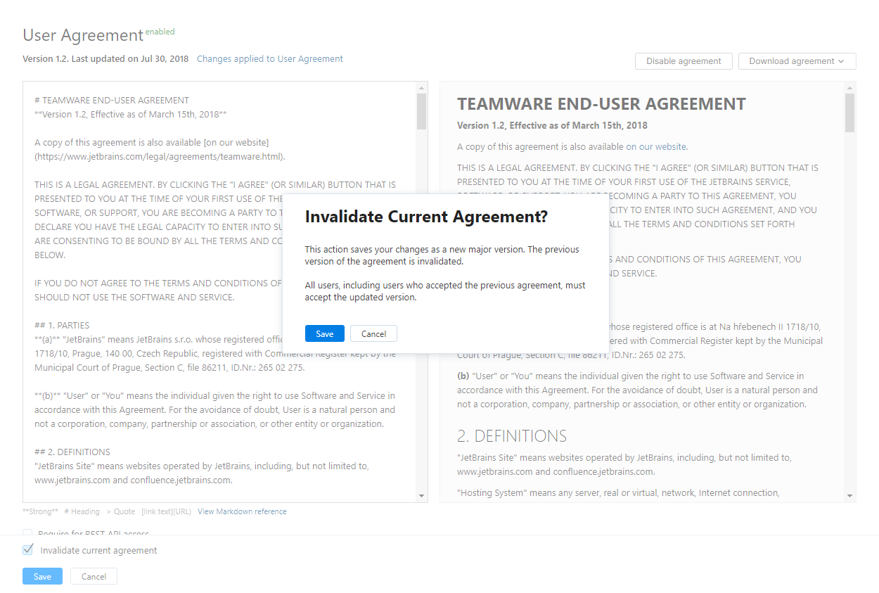 User agreement invalidate User agreement invalidate