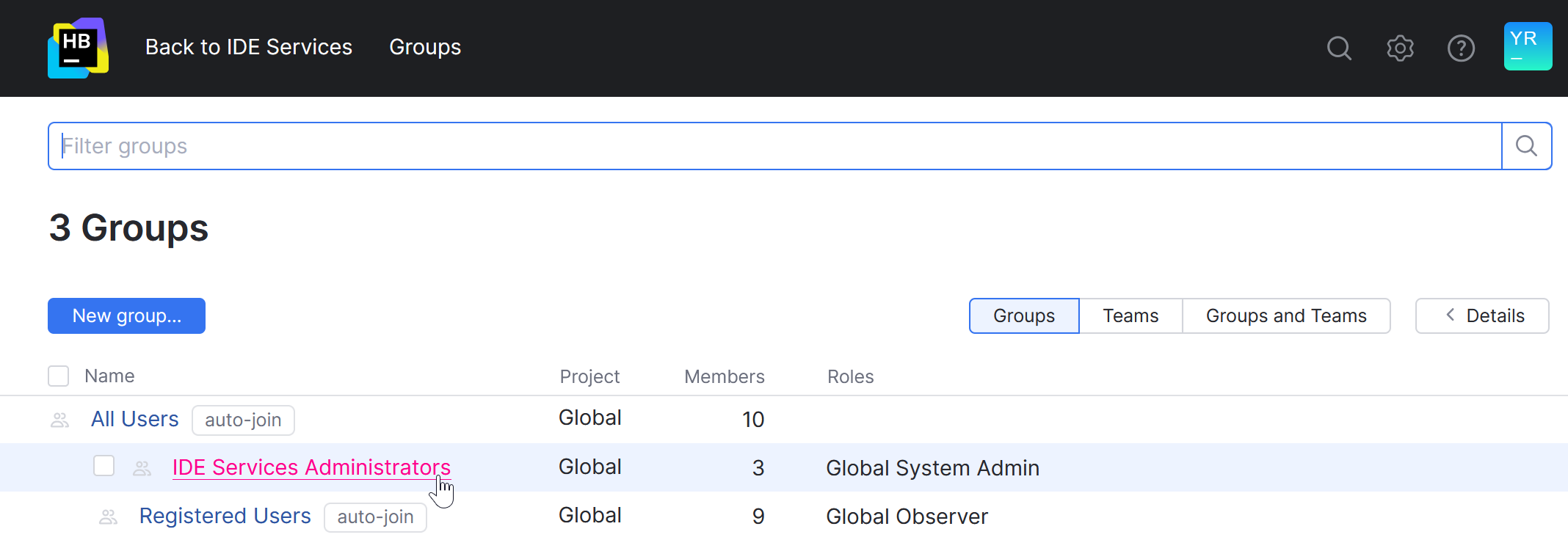Hub Ide Services Administrators