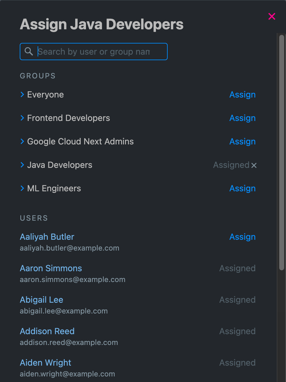 Assign profiles | IDE Services Cloud Documentation