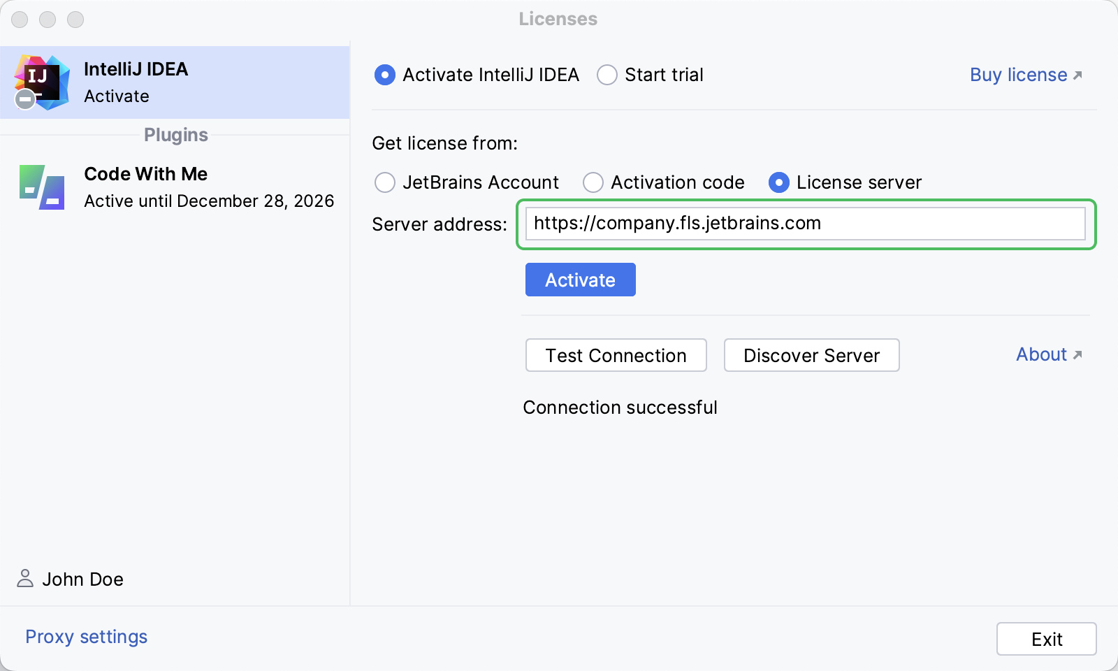 The IDE Services URL appears automatically