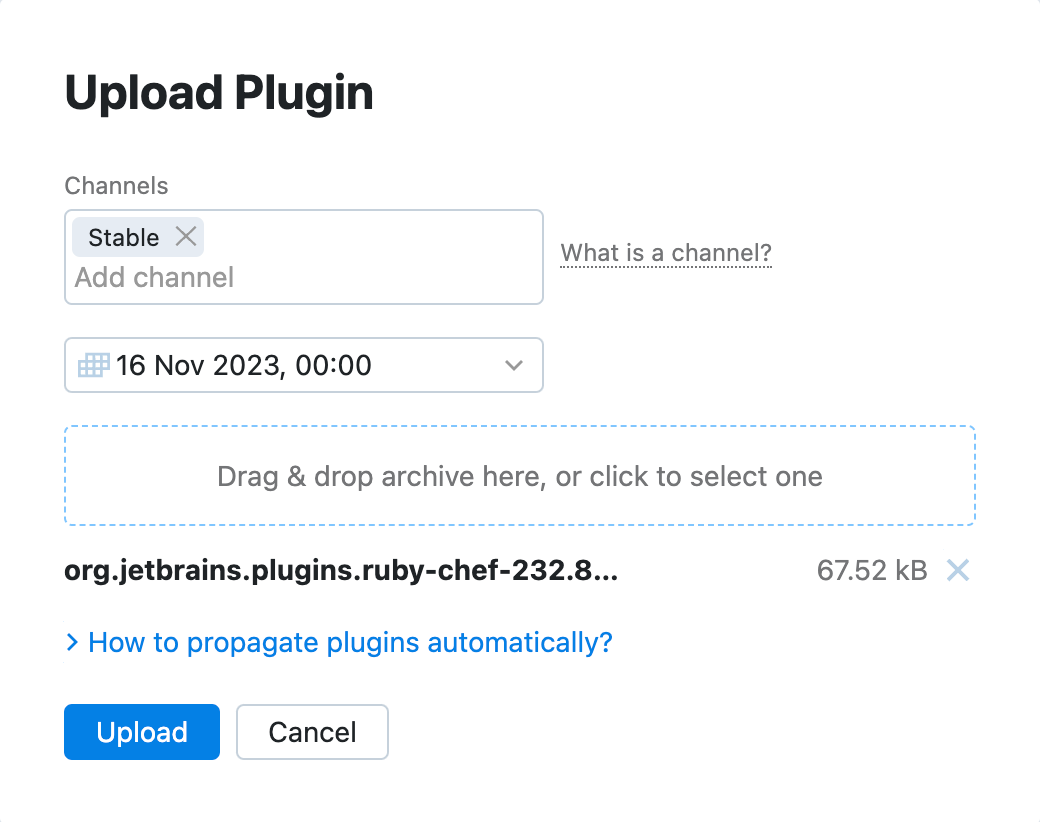 Upload a plugin from your file system