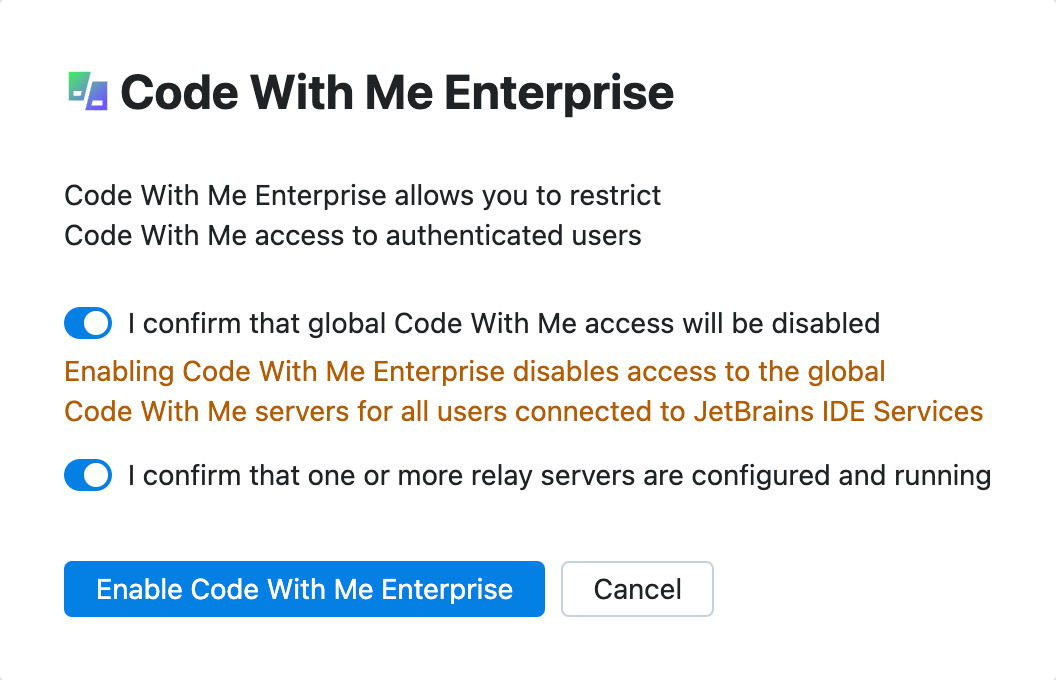 Enable Code With Me Enterprise