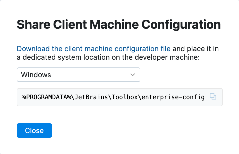Share the client machine configuration file