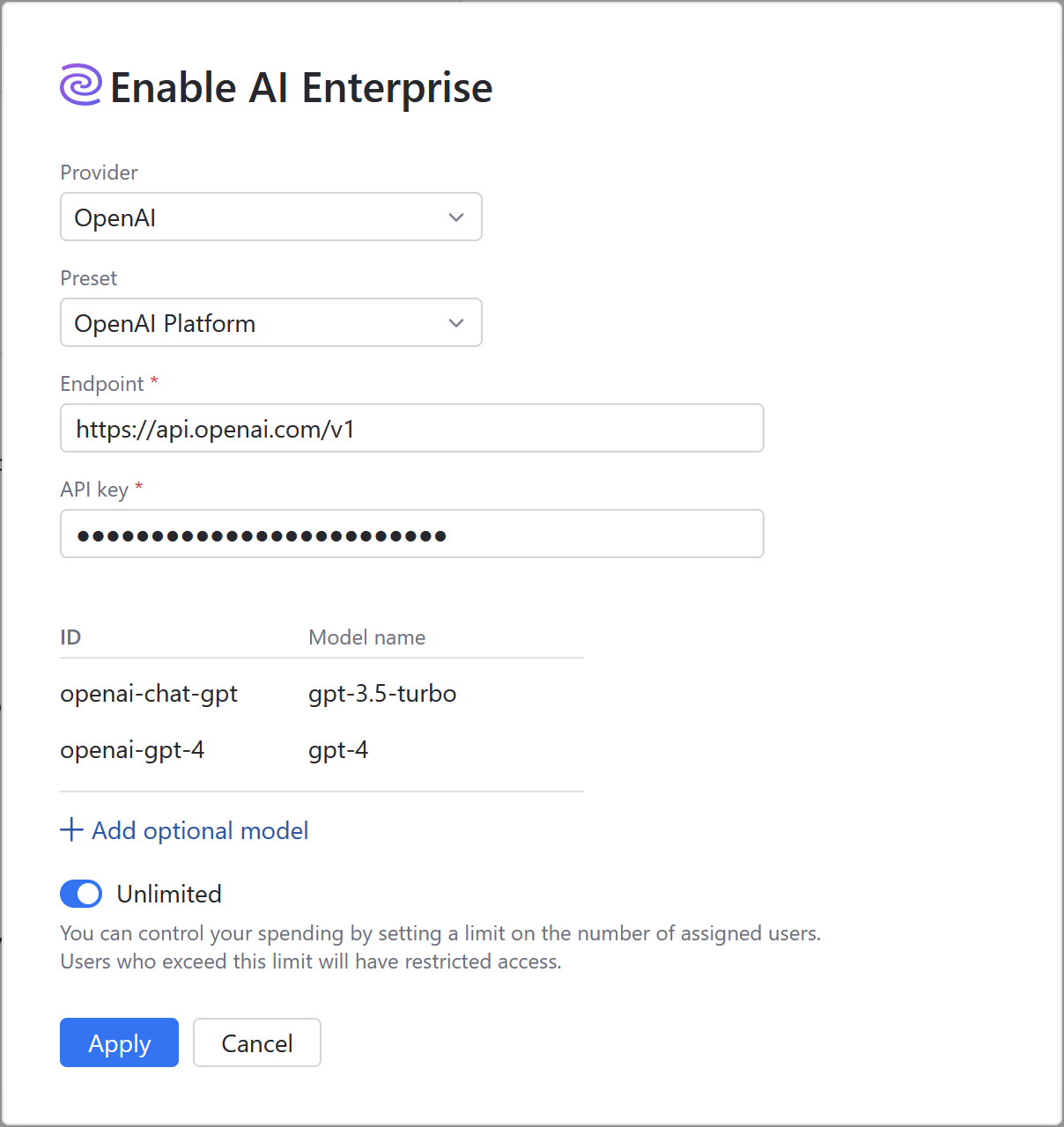 Configure OpenAI Platform