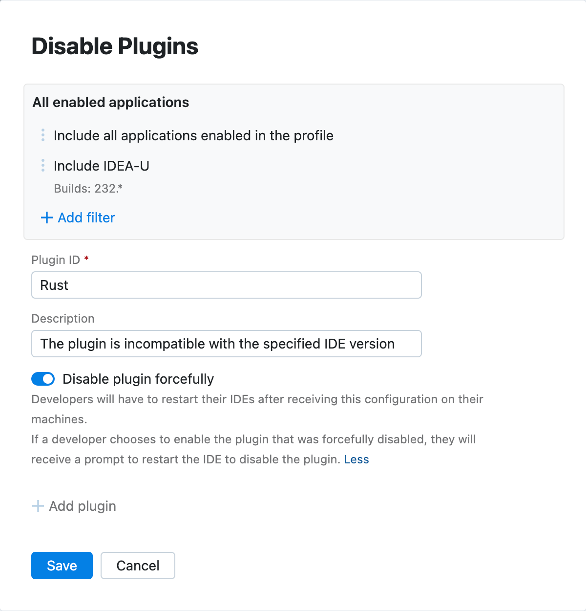 Disable a plugin