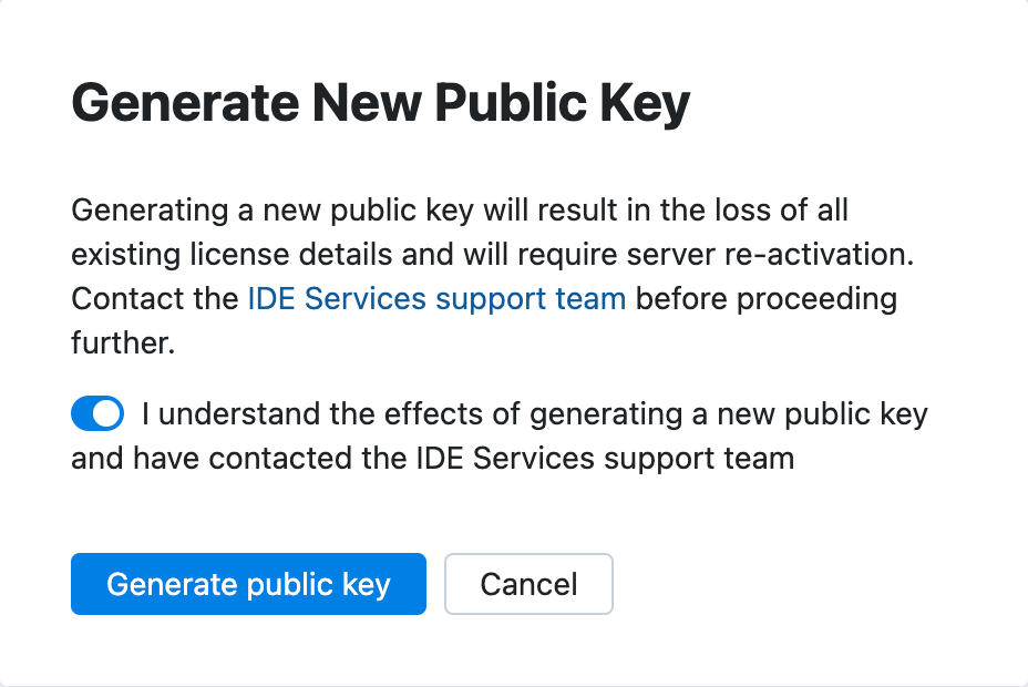 Generate New Public Key dialog