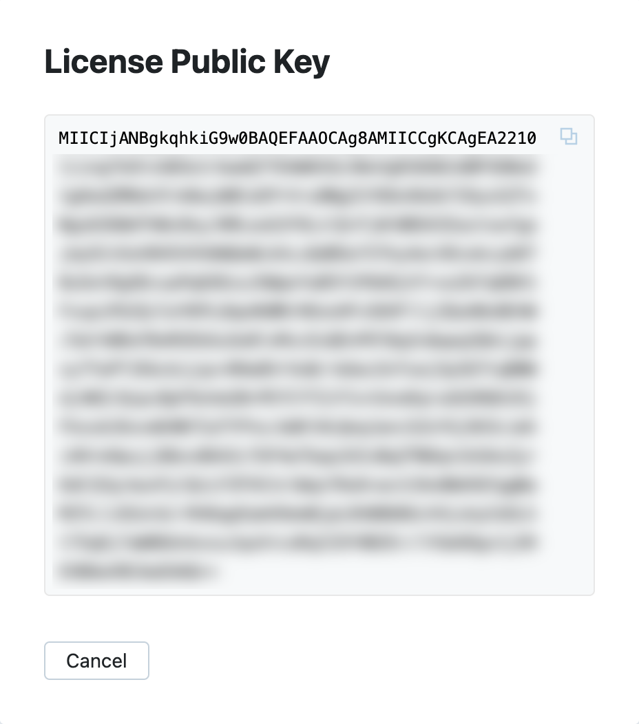 License Public Key dialog