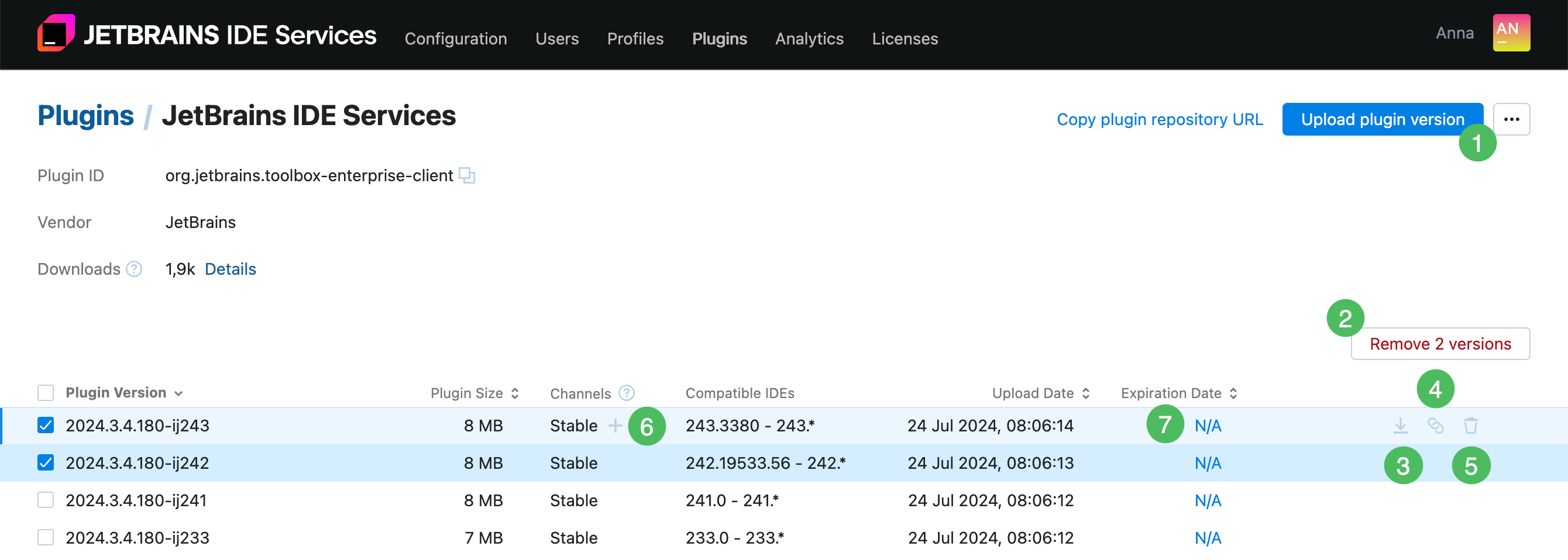 Manage plugin versions