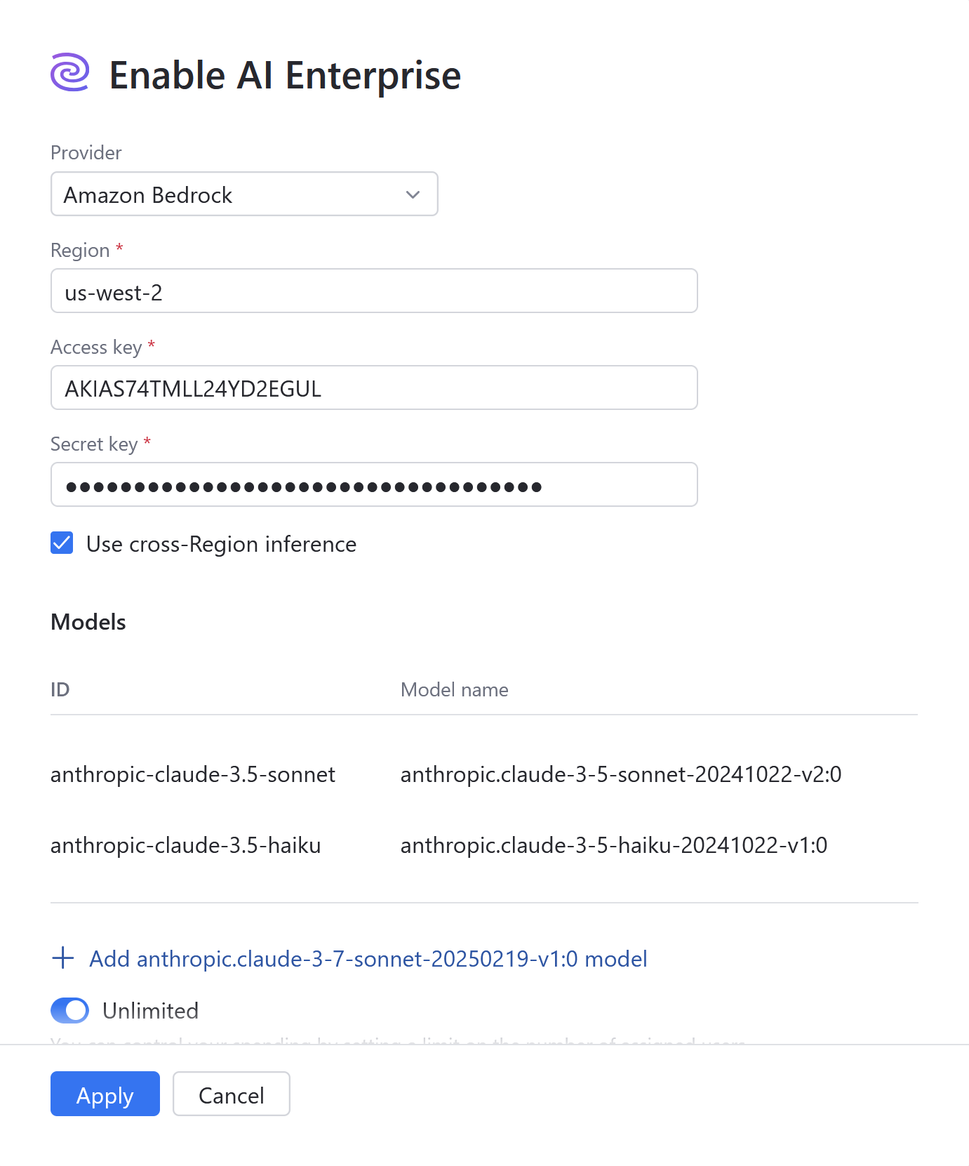 Configure Amazon Bedrock