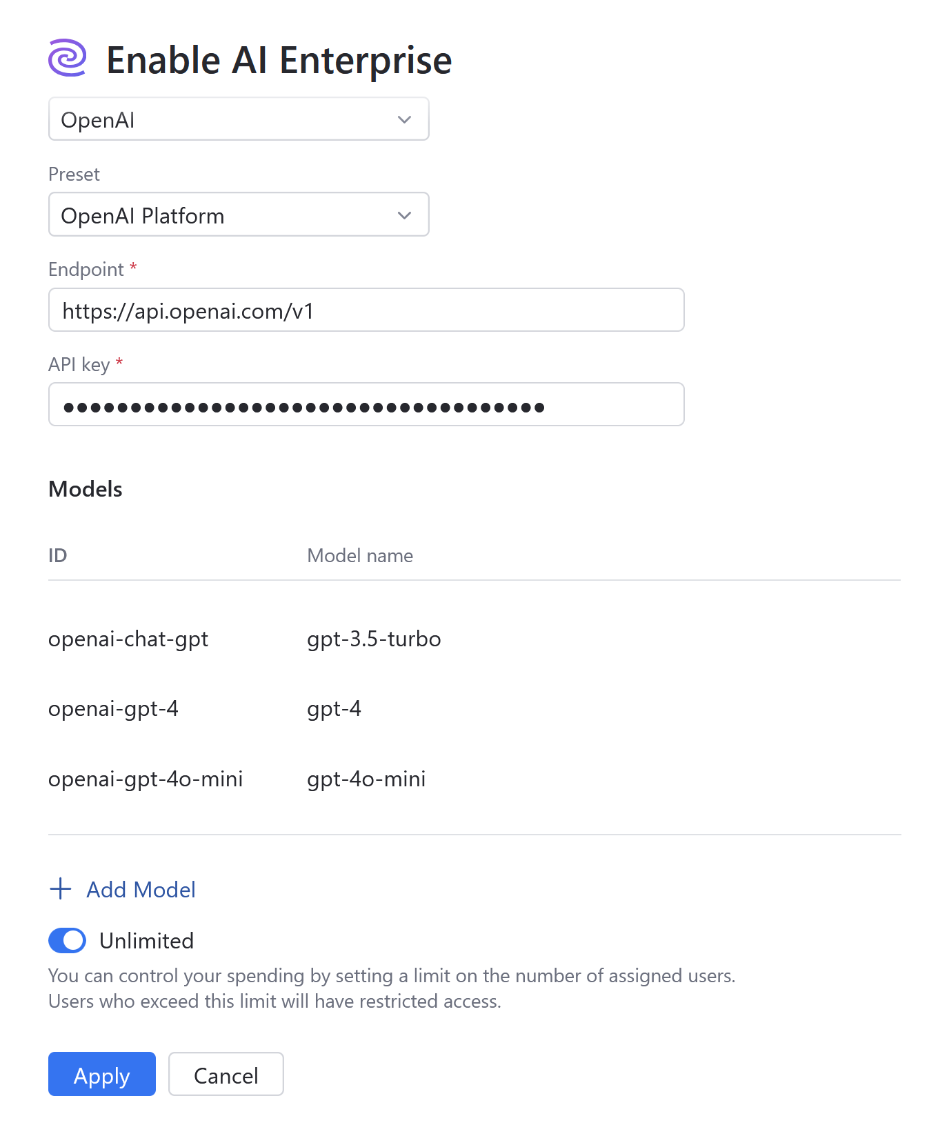 Configure OpenAI Platform