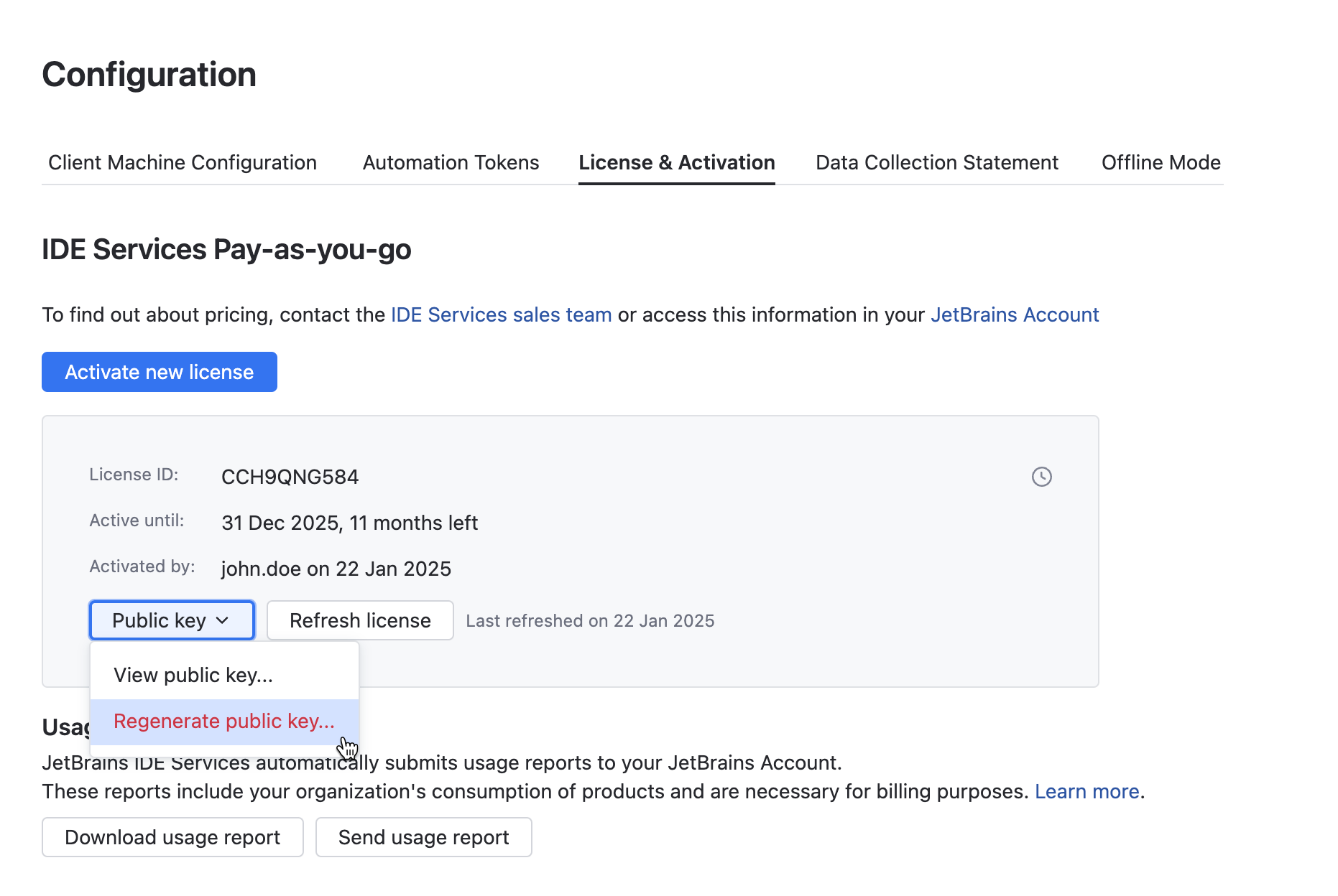 Generating a new public key