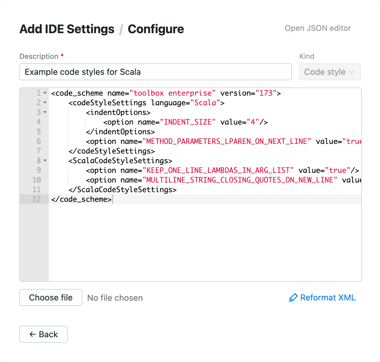The Configure dialog