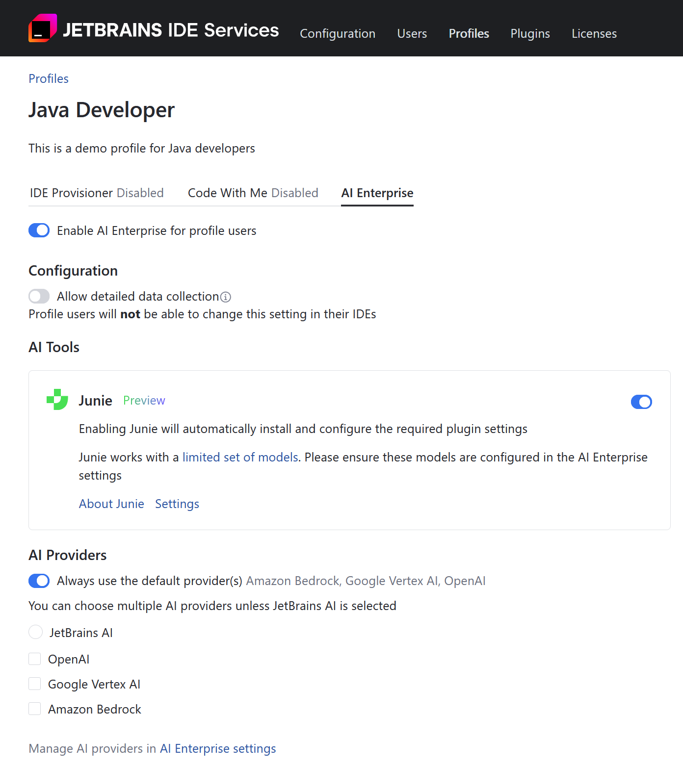 Enable AI Enterprise in a profile