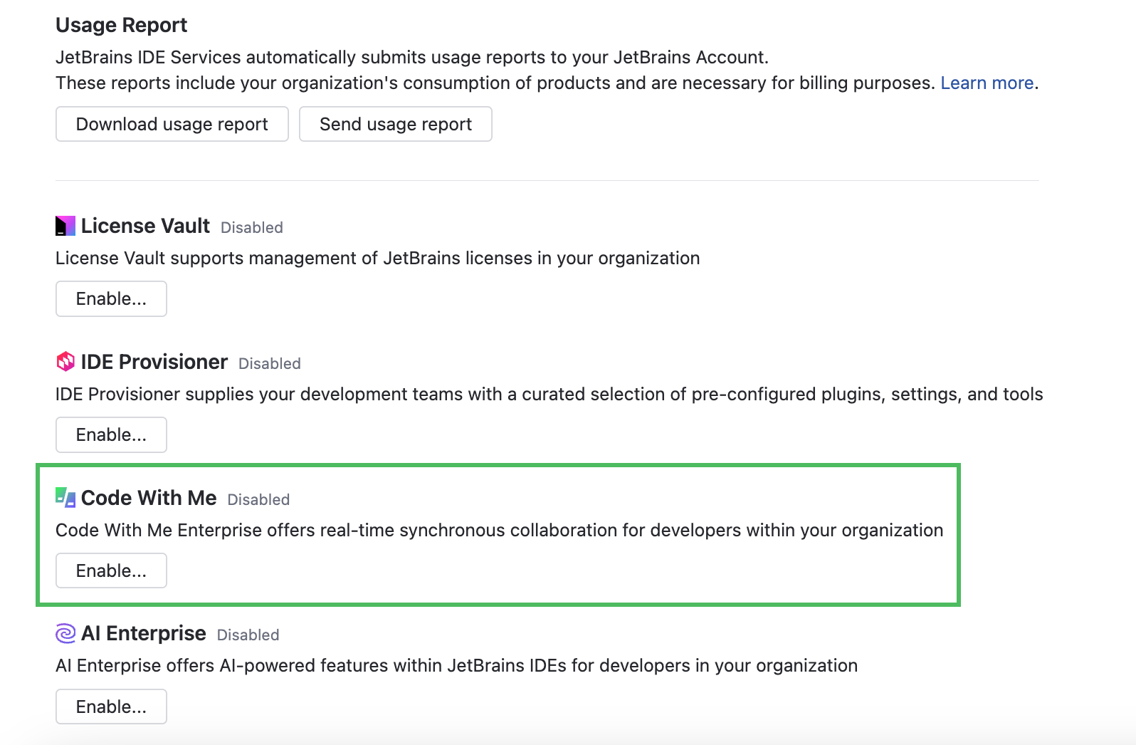 Enable Code With Me Enterprise