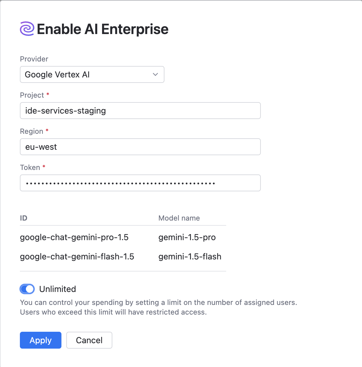 Configure Google Vertex AI