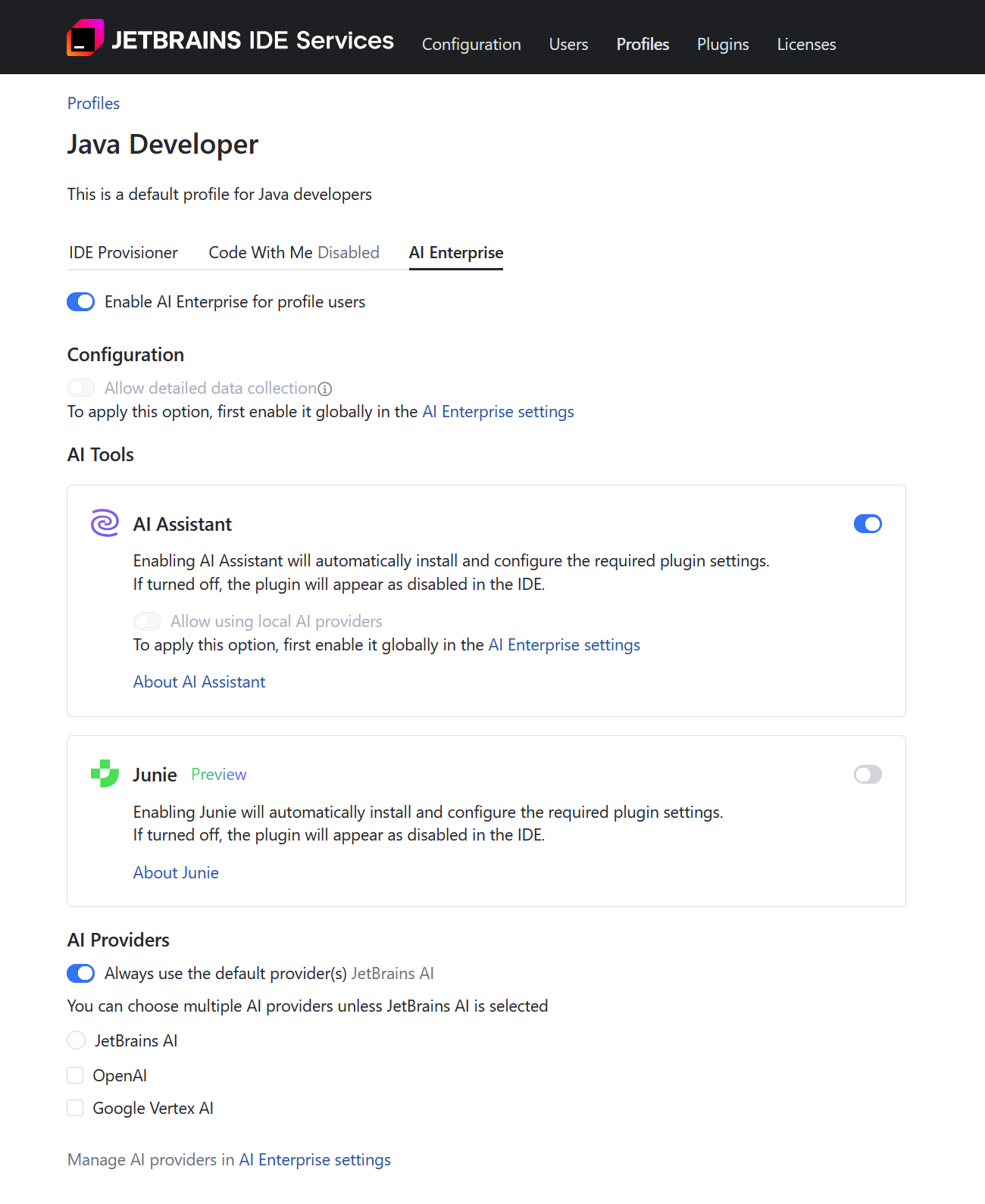 Enable AI Enterprise in a profile