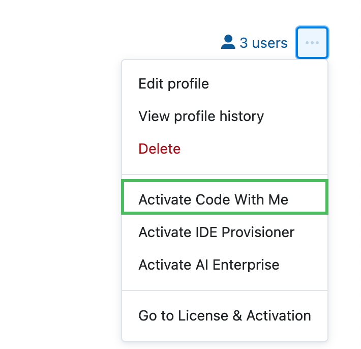 Enable Code With Me Enterprise using the menu Enable Code With Me Enterprise using the menu