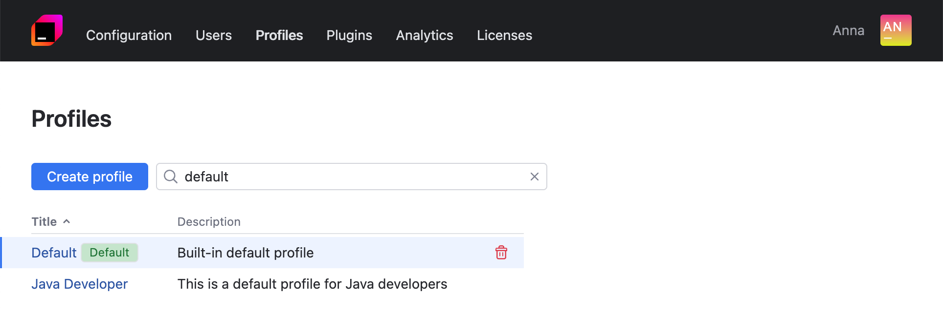 Create a new profile Create a new profile